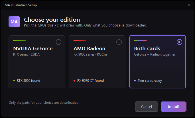 Setup — NVIDIA GeForce / AMD Radeon / Both cards
